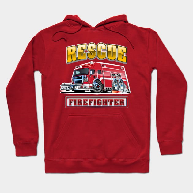 Cartoon Fire Truck Hoodie by Mechanik